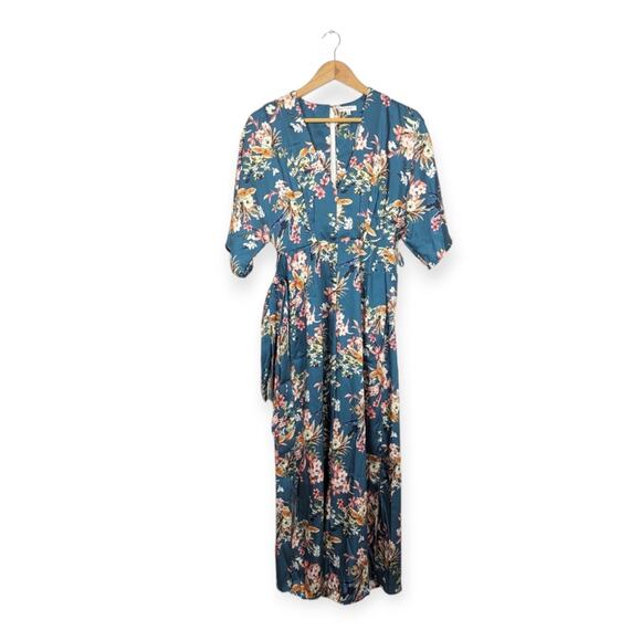 NWT Maisie Blue Multicolored Floral Print Jumpsuit Size M - Picture 1 of 8